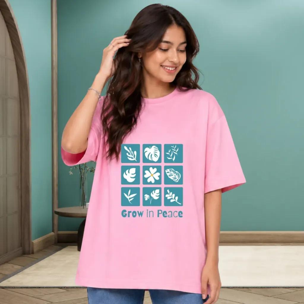 Women's Pink Oversized Cotton T-shirt